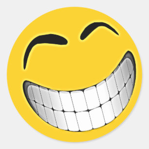 Sticker Rond Grand visage gris jaune