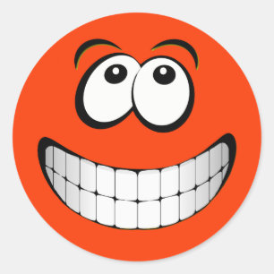 Sticker Rond Grand visage orange de grimace