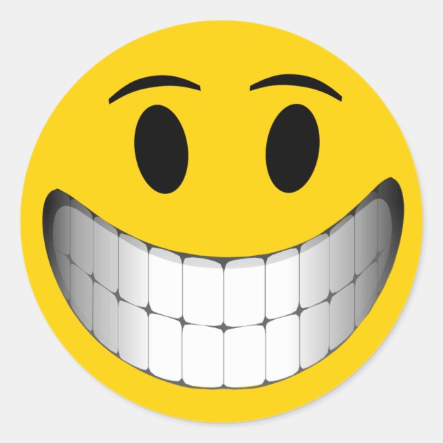 Sticker Rond Grand visage souriant jaune (Devant)