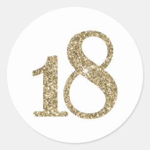 Sticker Rond GRANDE ÂGE NUMÉRO moderne 18 parties scintillant o