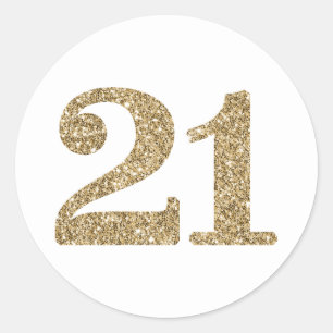 Sticker Rond GRANDE ÂGE NUMÉRO moderne 21 parties scintillant o