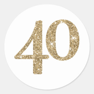 Sticker Rond GRANDE ÂGE NUMÉRO moderne 40 parties scintillant o