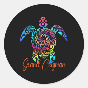 Sticker Rond Grande Cayman Îles Tortues de mer Famille Vacances