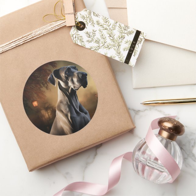 Sticker Rond Grande Dane Halloween effrayante (Cadeaux)