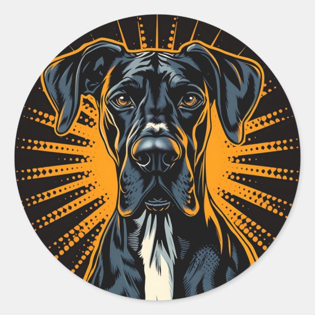 Sticker Rond Grande Danse dans le style comique rétro (Devant)