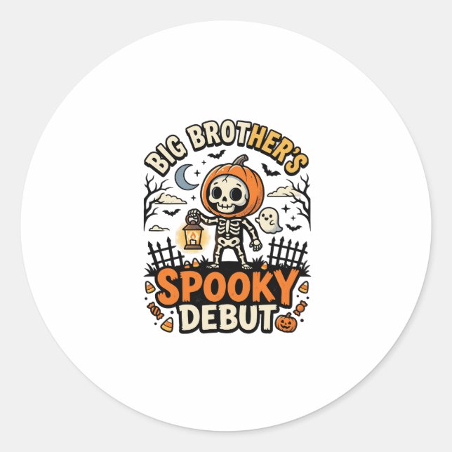 Sticker Rond Grande Frère d'Halloween Spooky Début (Devant)