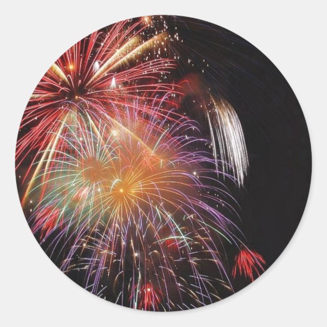 Sticker Rond Grande nuit des feux d'artifice (Devant)