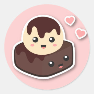 Sticker Rond Grande paire de crème glacée Vanilla et Brownie