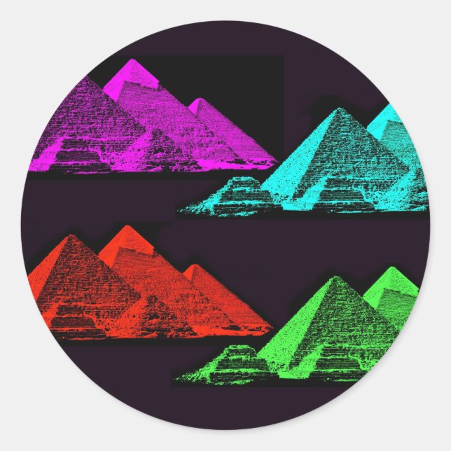 Sticker Rond Grande Pyramide de Gizeh Collage (Devant)
