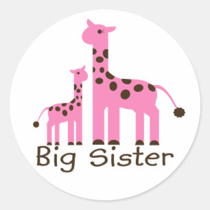 Sticker Rond Grande soeur de girafe