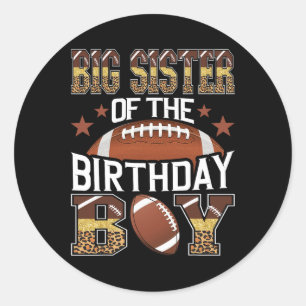 Sticker Rond Grande Soeur De L'Anniversaire Garçon Football Jeu