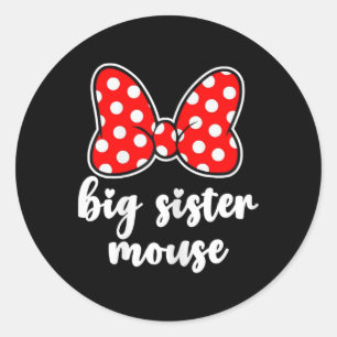 Sticker Rond Grande sœur de souris pour enfants en vacances en