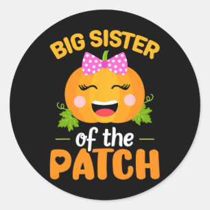 Sticker Rond Grande Soeur Du Citrouille Patch Halloween Famille