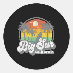 Sticker Rond Grande Sur Californie Vacances à la Plage Rétro Su