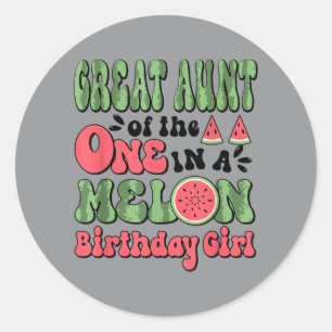 Sticker Rond Grande Tante De La Pastèque De 1er Anniversaire Mi
