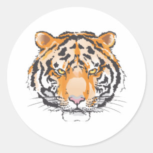 Sticker Rond Grande tête de tigre