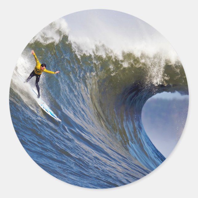 Sticker Rond Grande vague à la compétition de surf des Maverick (Devant)