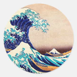 Sticker Rond Grande vague au large de Kanagawa Boîtier japonais