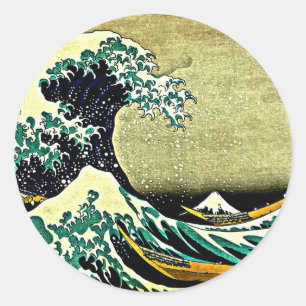 Sticker Rond Grande vague au large de Kanagawa - Katsushika Hok