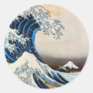 Sticker Rond Grande vague, Hokusai, Ukiyo-e