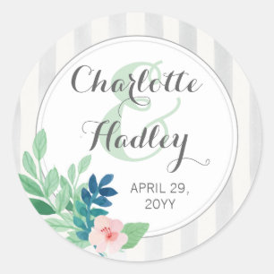 Sticker Rond Grandes modernes Mariage Aquarelle Bohème Personna