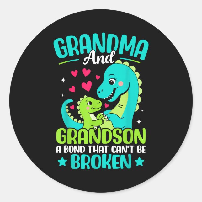 Sticker Rond Grandma And Grandson A Bond That Can't Be Broken D (Devant)