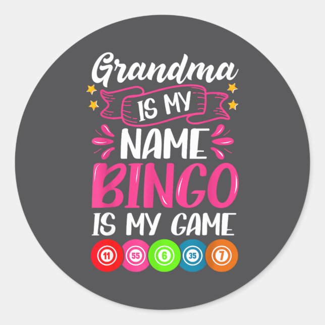 Sticker Rond Grandma Bingo Player Funny Bingo Quote Design  (Devant)