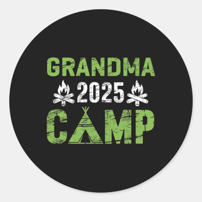 Sticker Rond Grandma Camp 2025 Family Vacation Summer Camping C (Devant)