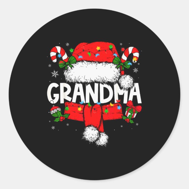Sticker Rond Grandma Christmas Pajama Santa Claus Family Matchi (Devant)