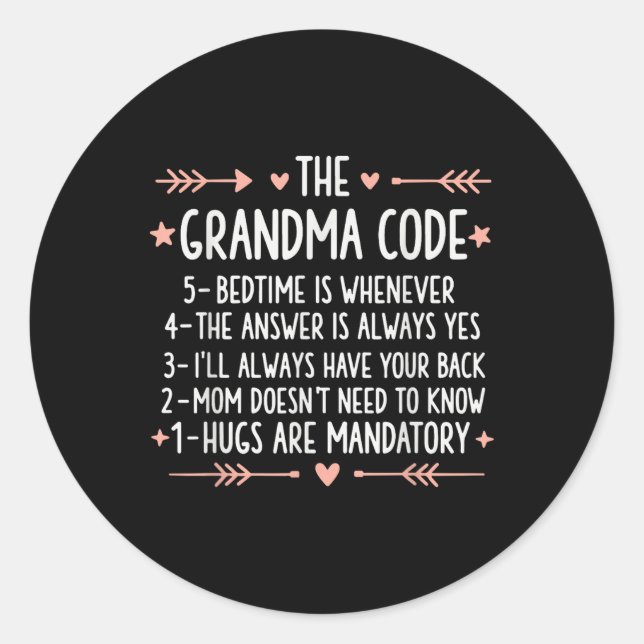 Sticker Rond Grandma Code Grand-mère drôle (Devant)