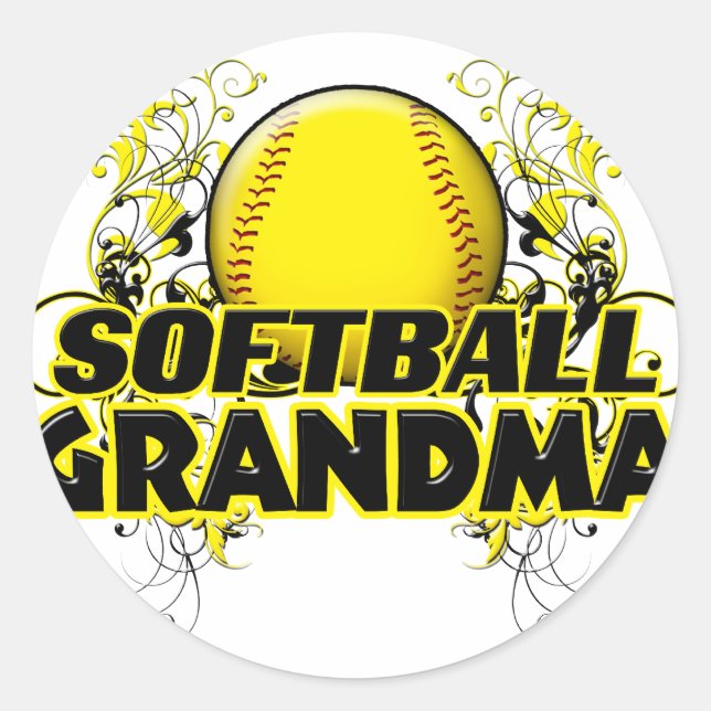 Sticker Rond Grandma de softball (croix).png (Devant)