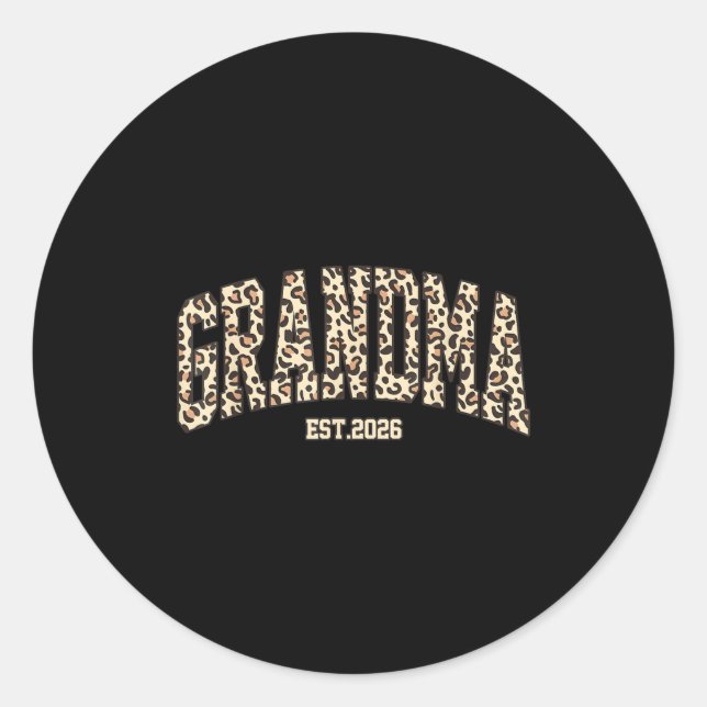 Sticker Rond Grandma Est 2026 Grandma To Be New Grandma 2026  (Devant)