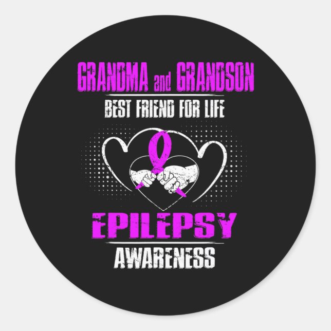 STICKER ROND GRANDMA ET GRANDSON MEILLEUR AMI DE LIFE EPILEPSY (Devant)