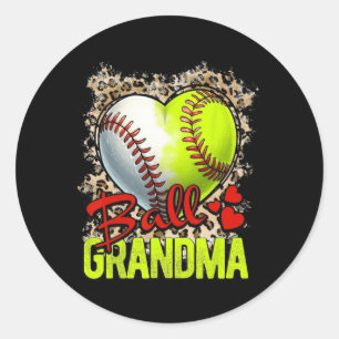 Sticker Rond Grandma Mothers Day Softball Grandma Baseball Gran