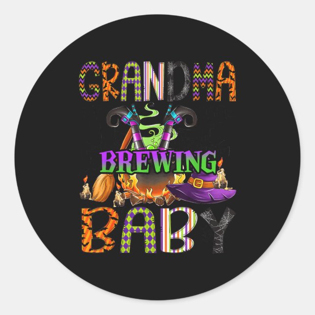 Sticker Rond Grandma Of Brewing Baby Halloween One Soky Grandma (Devant)