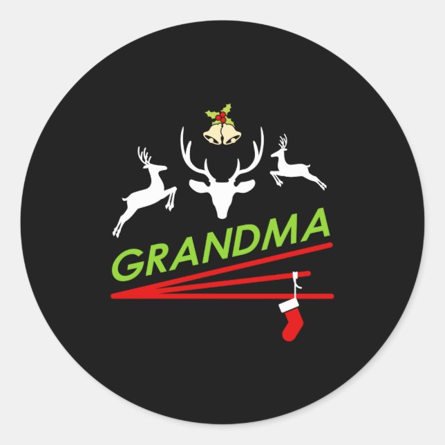 Sticker Rond Grandma Reindeer Hoof Prints Christmas  (Devant)