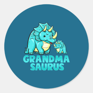 Sticker Rond Grandma Saurus Funny Grandmasaurus Dinosaur 