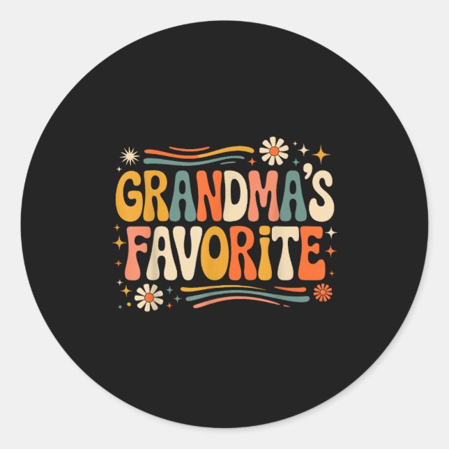Sticker Rond Grandmas Favorite Funny Grandparent Granhild Vinta (Devant)