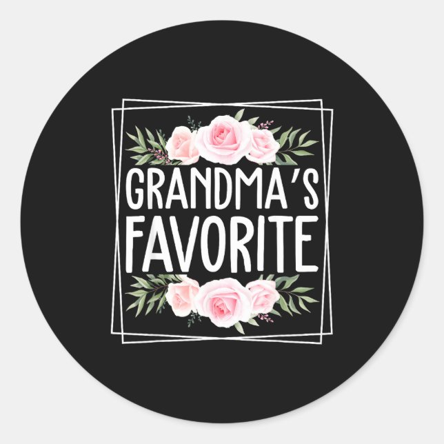 Sticker Rond Grandma's Favorite Grandparent Granhild Humor Flor (Devant)