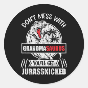 Sticker Rond Grandmasaurus Dinosaure Grand-mère Cadeau de grand