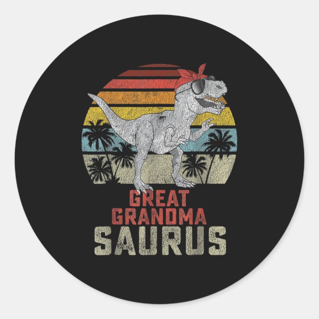 Sticker Rond Grandmasaurus T Rex Dinosaur Grand Grand Saurus (Devant)