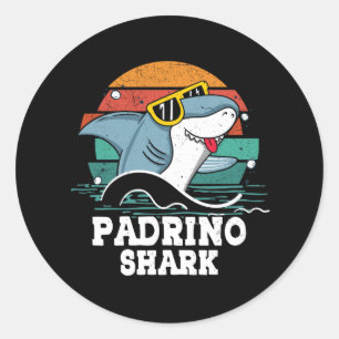 Sticker Rond Grandpa Daddy Padrino Shark Espagnol Parrain Vint