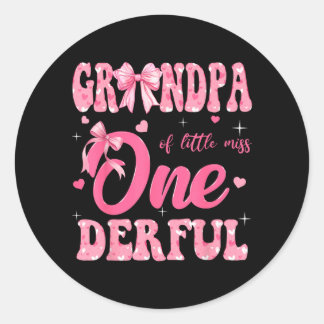 Sticker Rond Grandpa of Little Miss Onederful 1st Birthday Girl