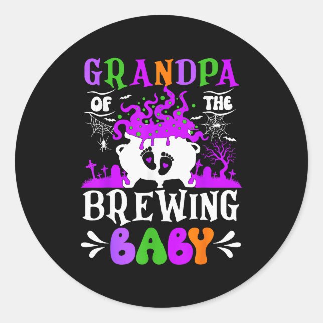 Sticker Rond Grandpa Of The Brewing Baby Grandpa To Be Hallowee (Devant)