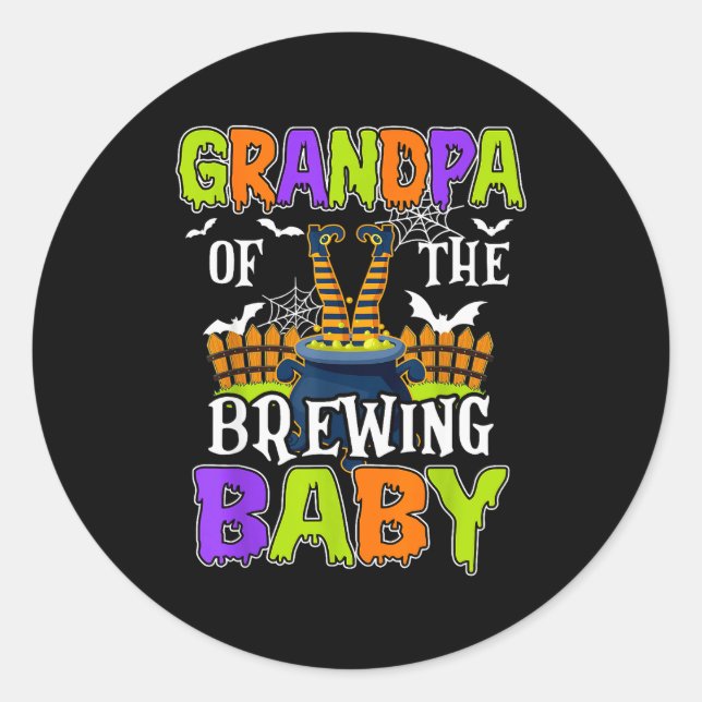 Sticker Rond Grandpa Of The Brewing Baby Halloween Witch Baby F (Devant)