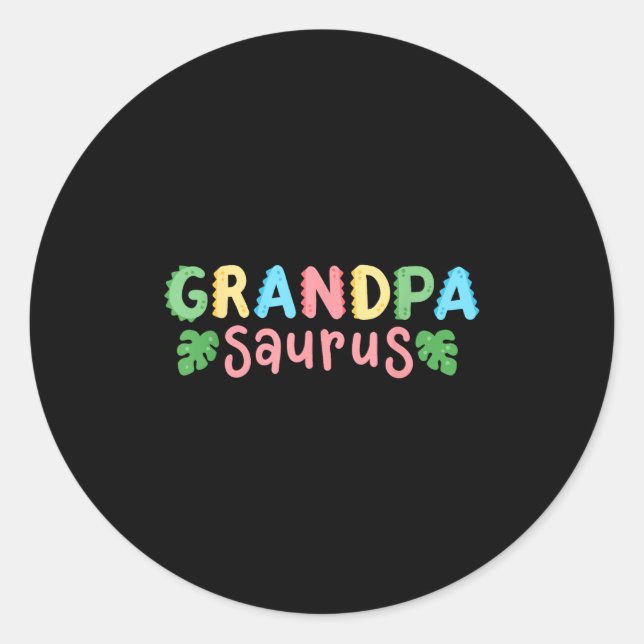 Sticker Rond Grandpa Saurus Enfants Dinosaur Anniversaire Famil (Devant)