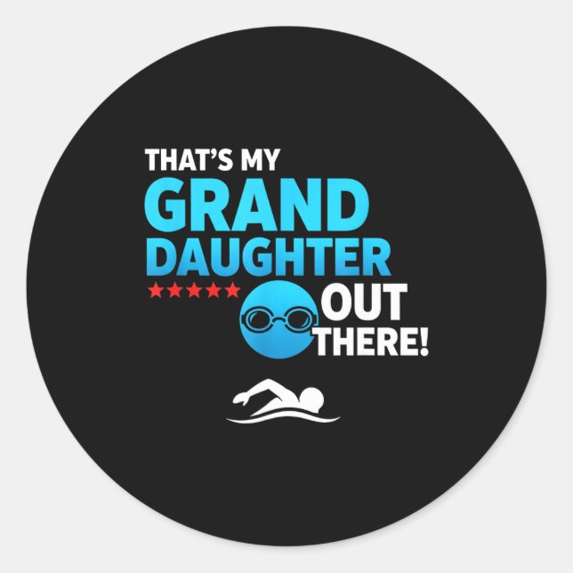Sticker Rond Grandparent Proud Granddaughter Swimmer Swim Meet  (Devant)