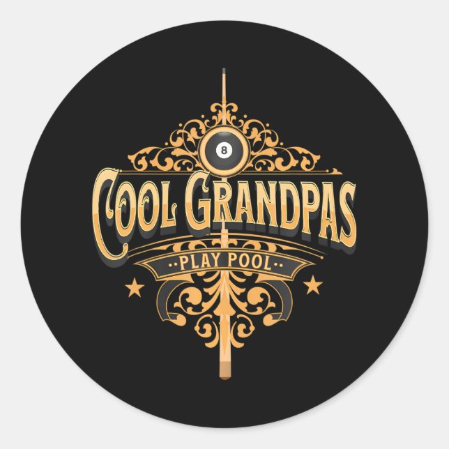 Sticker Rond Grandpas cool Jouer Pool Joueur Grand-père (Devant)