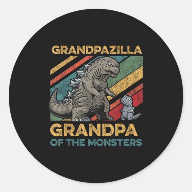 Sticker Rond Grandpazilla Grandpa Of Monsters Halloween Christm (Devant)