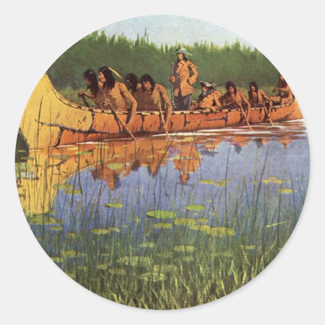 Sticker Rond Grands explorateurs par Remington, Pionniers Vinta (Devant)